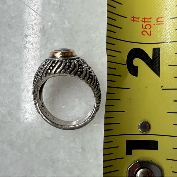Rare retired James Avery Sterling Silver Black Onyx & 14k GOLD Ring size 6 - Picture 5 of 11